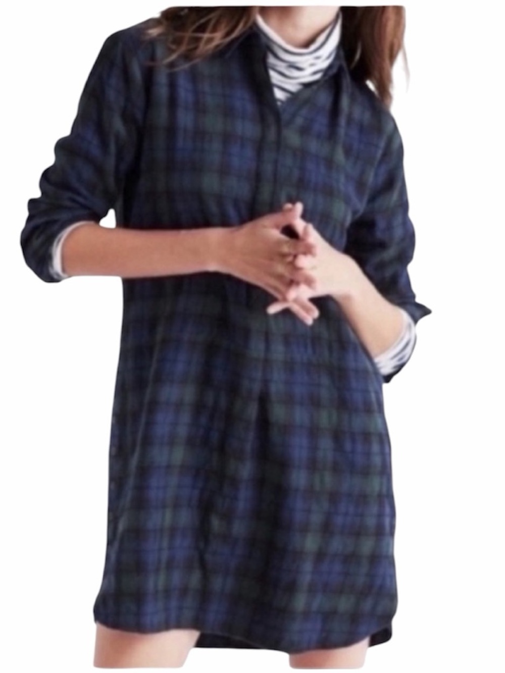 MADEWELL puckering plaid tunic shirt or mini dress M